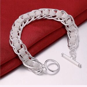 925 Sterling Silver Square Solid Chain Bracelet